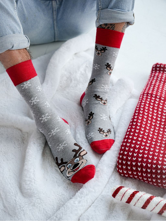 1290.039 Șosete de Crăciun Milena cu reni – Neasortate, Melanj deschis