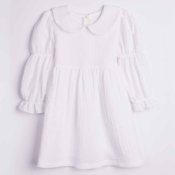 Rochie pentru fete Nicol 224285 din mușelin 100% bumbac, mânecă lungă