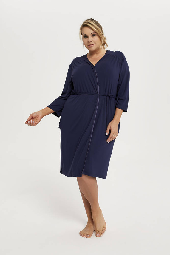 Song Ladies halat de baie cu mânecă 3/4 Italian Fashion - albastru marin