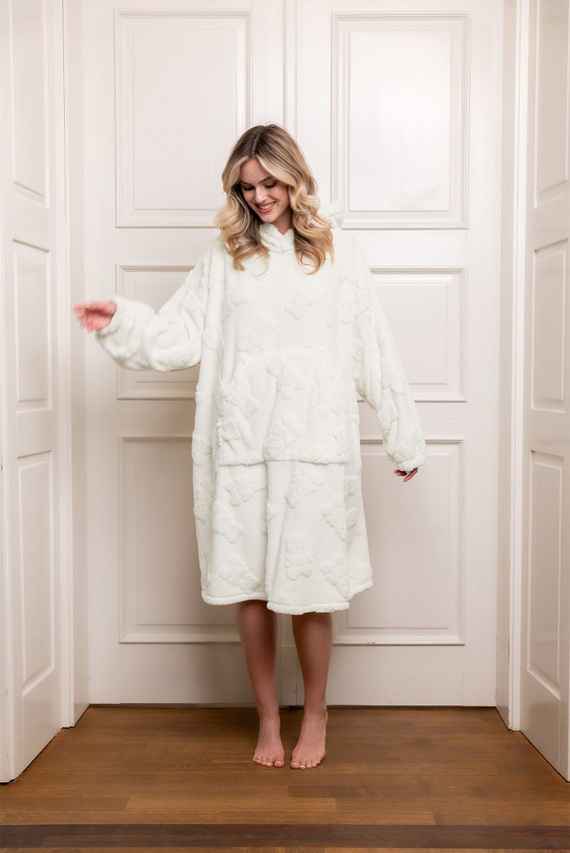 Bluză cu pătură pentru femei Italian Fashion - caldă, supradimensionată, cu glugă, motiv ursuleț