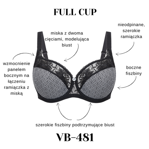 Sutien Semi Soft VB-355 Vena K15 pentru Sâni Mari, broderie Ricamificio, nude