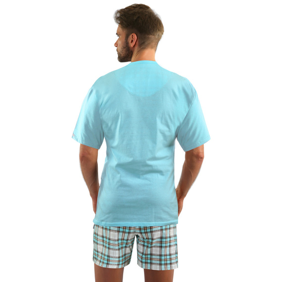 2576/17 Pijamale bărbați, mâneci scurte, pantaloni scurți Sesto Senso turcoaz
