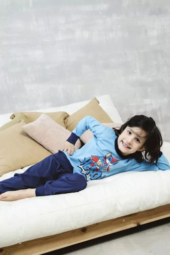 Remek Pijama pentru băieți cu mânecă lungă, pantaloni lungi Italian Fashion - albastru