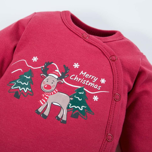 Bună reni! Body cu mâneci lungi Eevi - visiniu