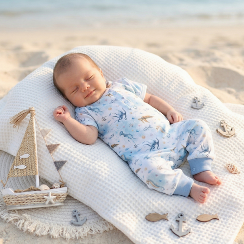 ABN-5452 Sea Of Joy Baby Rampers Nini – bumbac organic, capse confortabile
