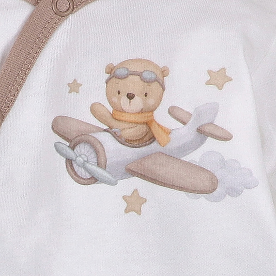 ABN-5502 Sky Journey Nini corp plic ecru | Bumbac organic pentru nou-născuți