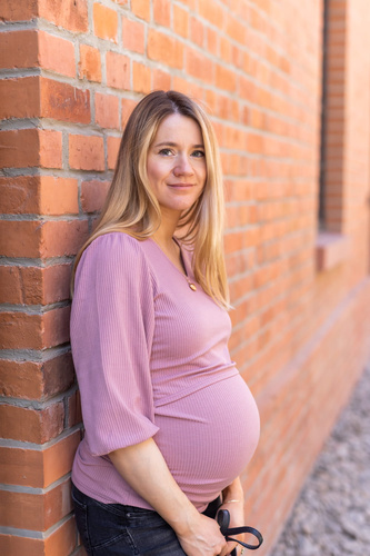 Bluză gravide și alăptare Milk&Love Milky Puff reiat mâneci bufante