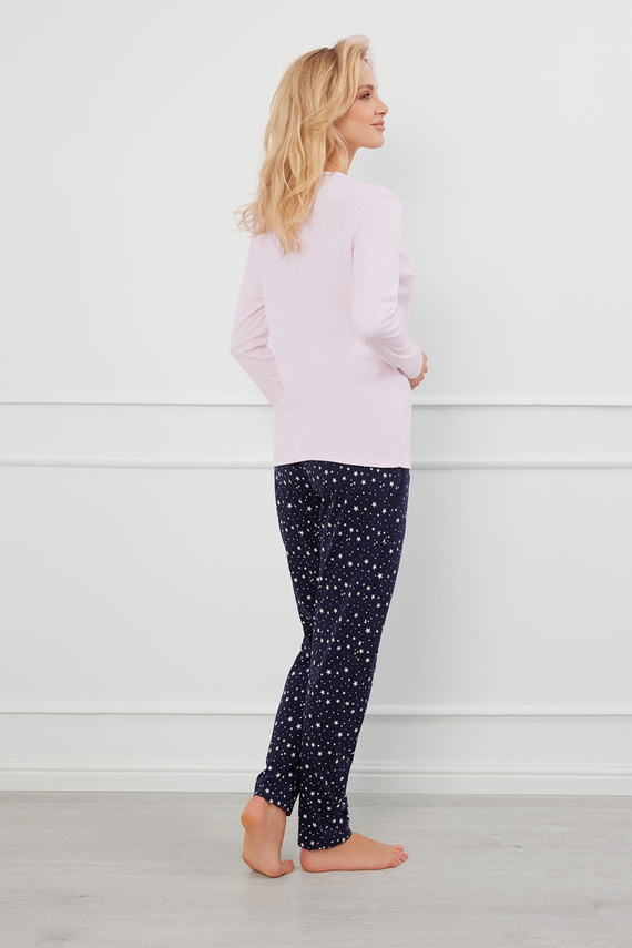 Libra Pijama de damă cu mânecă lungă și pantaloni Italian Fashion - roz/print 