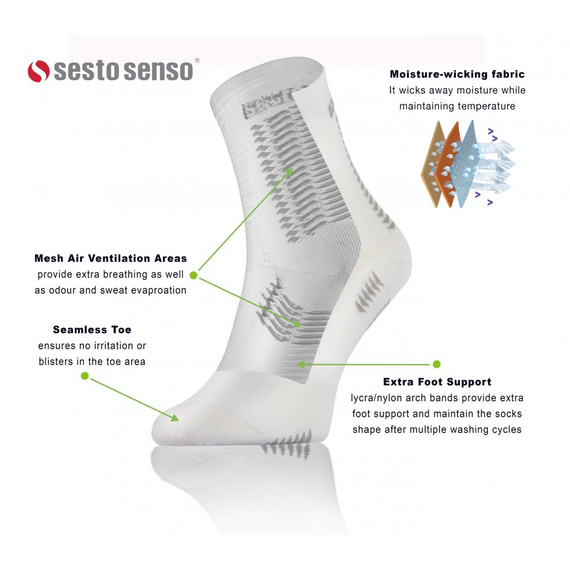 SKB01 Sport Socks Sosete sport universale Sesto Senso alb-rosu