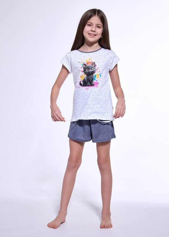 245/109 246/109 Black Cat Cornette pijamale fete alb