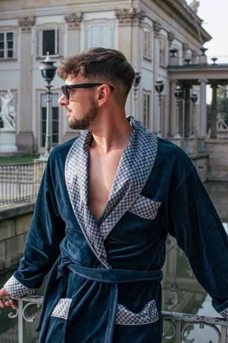 772 Bonjour halat de baie forex pentru bărbați - albastru marin