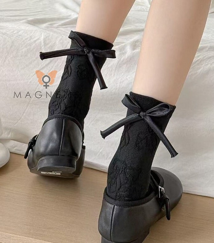 Șosete de damă Magnetis CO5020 negre - bumbac, jacquard cu motiv ursuleț de pluș