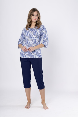 Pijamale pentru femei Ewlin 1661 Leveza blugi – bumbac, mâneci 3/4