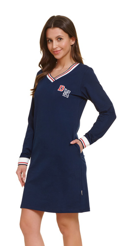 4534 Doctor Nap – Cămașă de noapte din bumbac cu buzunare | 100% bumbac, producție poloneză - bleumarin