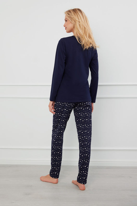 Arugia Pijama de damă cu mânecă lungă, pantaloni lungi Italian Fashion - albastru navy/print 