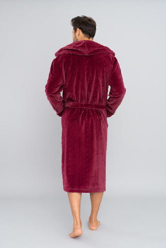 Zygmunt Halat de baie pentru bărbați cu glugă Italian Fashion- burgundy 