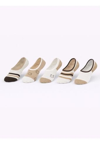 Șosete balerini damă Noviti ST092 – bumbac cu silicon pe călcâi beige A