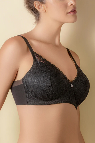 Selene Mireia sutien push-up fără armătură, confort și dantelă, negru