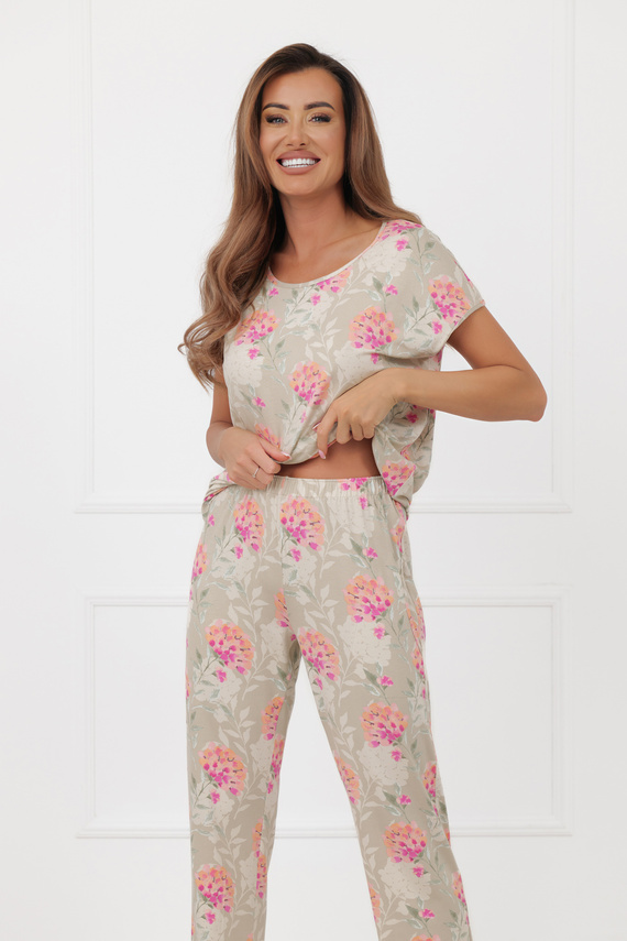 Pijama damă HARMONIA Italian Fashion mânecă scurtă pantaloni lungi vâscoză