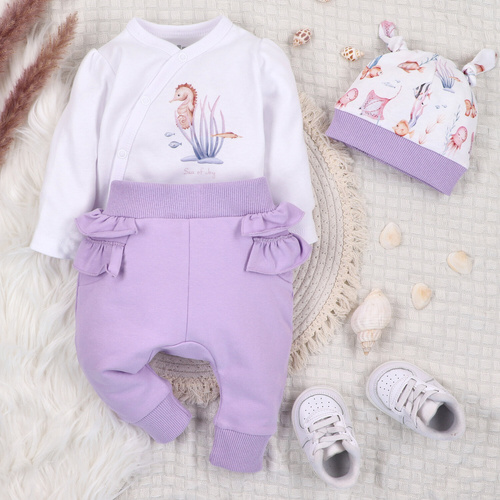 ABN-5472 Body Wrap cu mâneci lungi Underwater World Nini alb – bumbac organic, pentru bebeluși