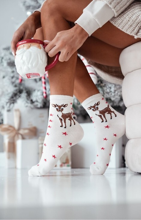 1283-030 Jelonek Ciorapi dama de Craciun Milena ecru – bumbac
