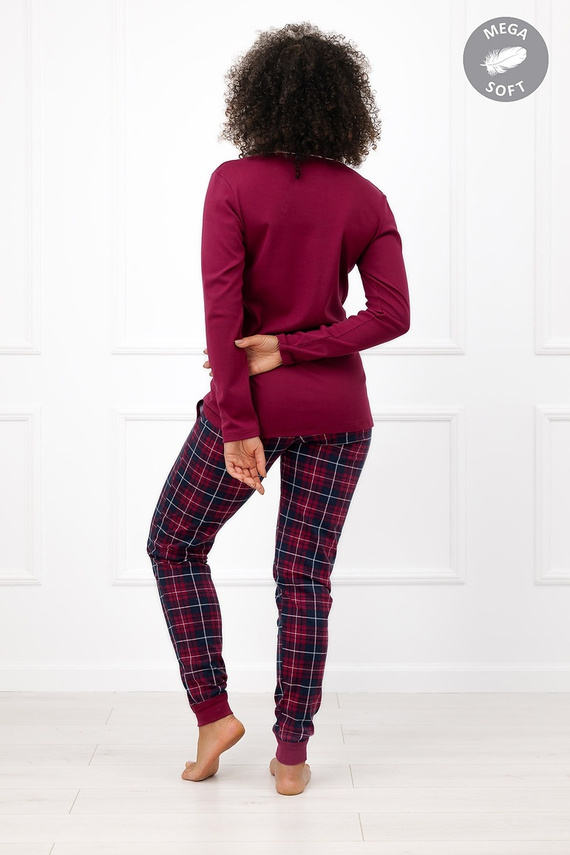 Italian Fashion Brenda pijama damă Mega Soft lungă în carouri cu buzunare