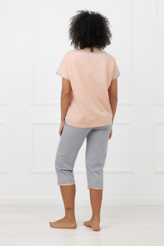 Pijama Sabrina Italian Fashion 100% bumbac – mânecă scurtă, pantaloni 3/4