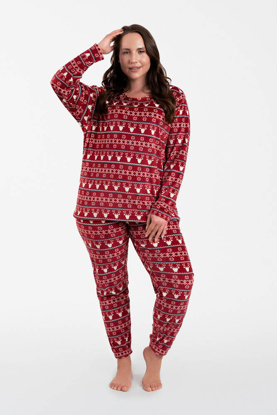 Islanda Fleece Femei Set Italian Fashion - burgundy print