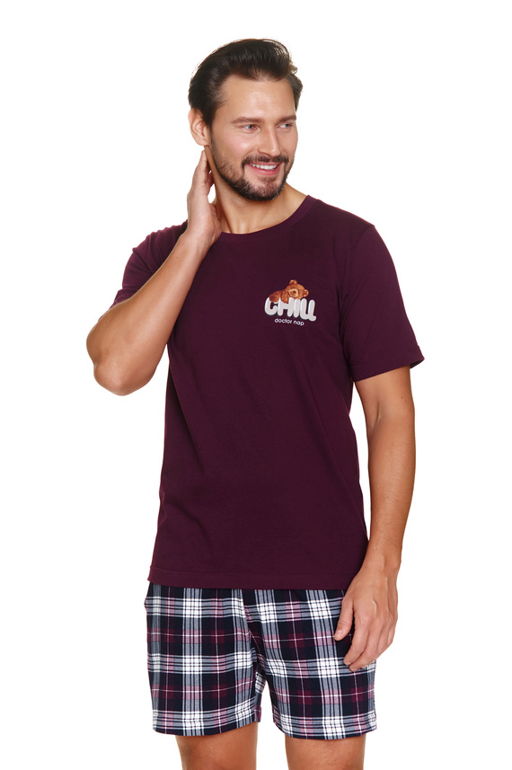 7201 Pijama bărbătească „Chill” Doctor Nap - visiniu