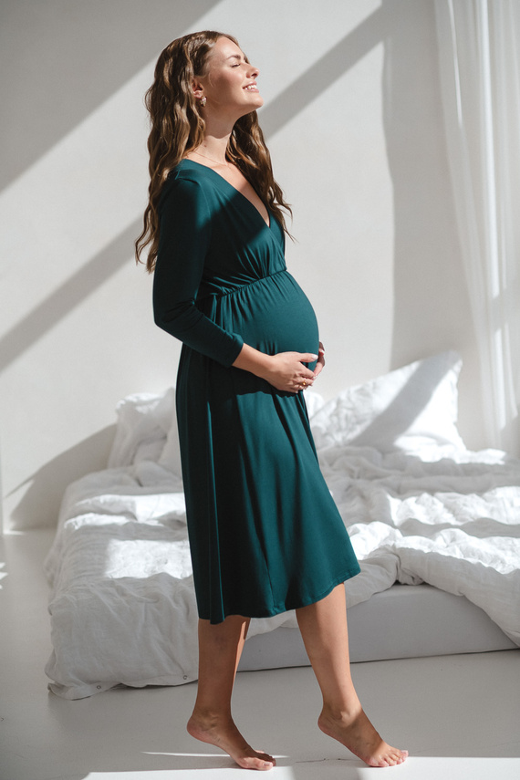 Cămașă de noapte pentru gravide și alăptare Star Light din bambus – elegantă, respirabilă, ideală pentru maternitate