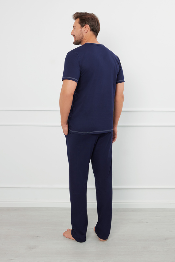 Salomon Pijama cu mânecă scurtă pentru bărbați, pantaloni lungi Italian Fashion - albastru marin / albastru