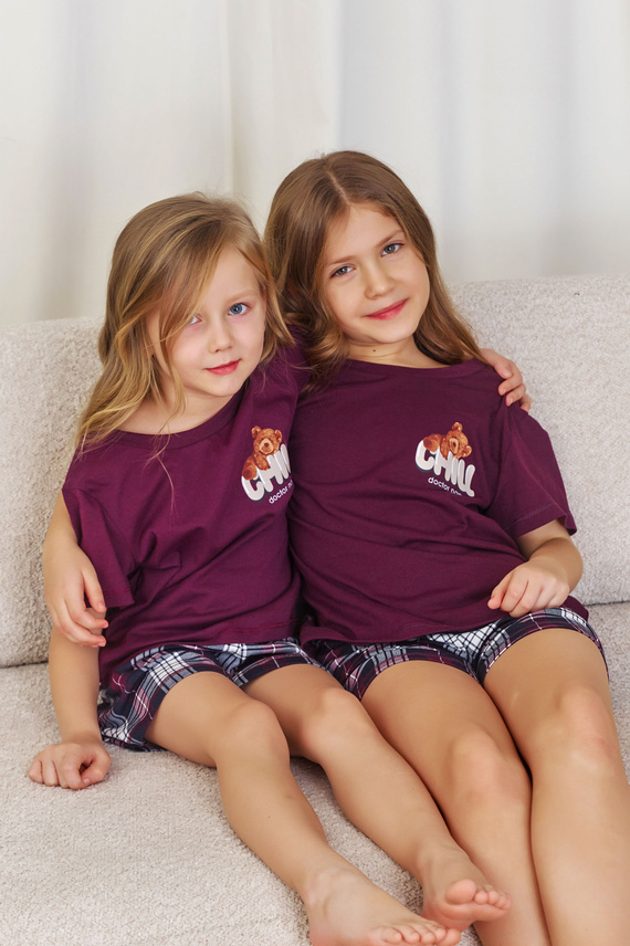 7202 "Chill" Pijamale pentru copii unisex Doctor Nap - visiniu