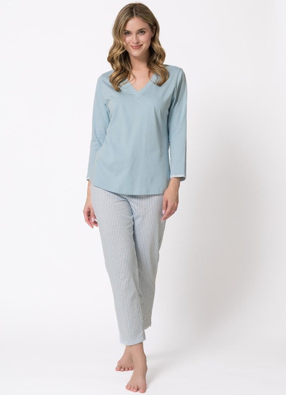 Pijamale damă Leveza 1767 Anita 7/8 verde mazăre 100% bumbac confort