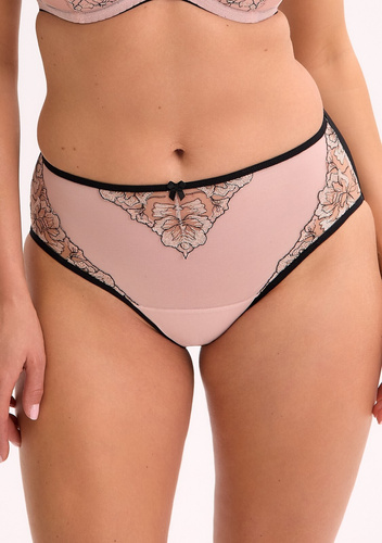 Chiloți de damă Gaia GFP 1332 Xenia negri - clasici cu broderie, plasă și microfibră