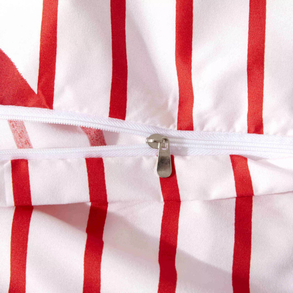 Set de lenjerie de pat din microsatin cu funde de Crăciun, alb și roșu, I25 Spod Igły i Nitki – moale, neted și rezistent