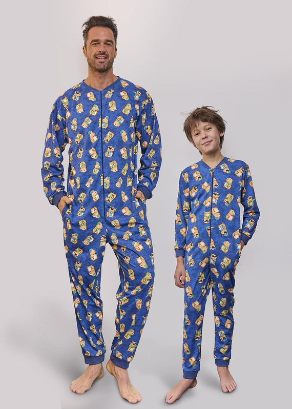 185/183 186/183 Salopetă Capybara 2 Kids Cornette pentru băieți – bumbac, cu fermoar și imprimeu distractiv