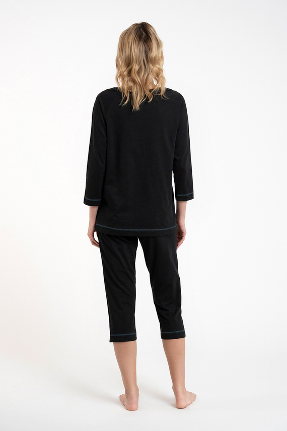 Pijama de damă Olza 3/4 mâneci, 3/4 pantaloni Italian Fashion - negru