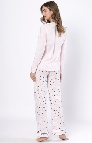 Pijamale de damă Laveza Afra 1617 – bumbac, roz deschis, mâneci lungi