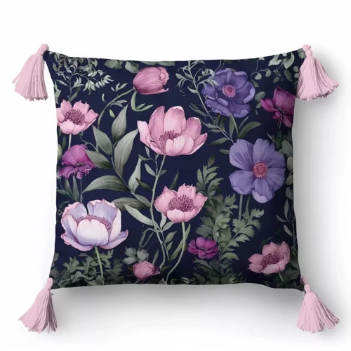 5396 A Fata de perna decorativa flori Panama 58 Detexpol bleumarin