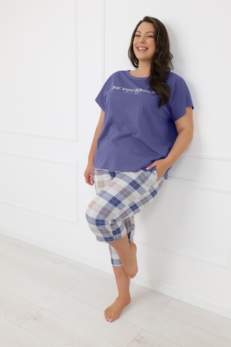 Pijama damă Rima Italian Fashion 100% bumbac mânecă scurtă 3/4