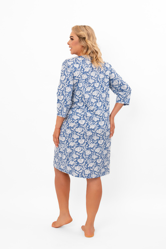 Cămașă de noapte pentru femei Bisali - bumbac, mânecă ¾, model floral Italian Fashion