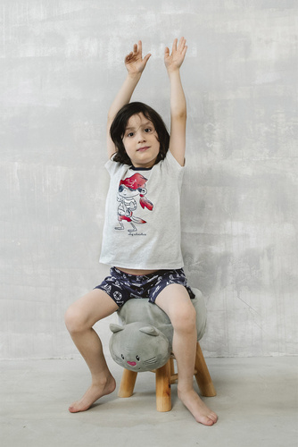 Kastos Pijama cu mânecă scurtă pentru băieți, pantaloni Italian Fashion - melange deschis