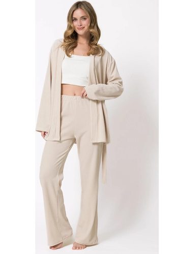 Leveza Donatell 1815 Set damă din velur bej pijama homewear
