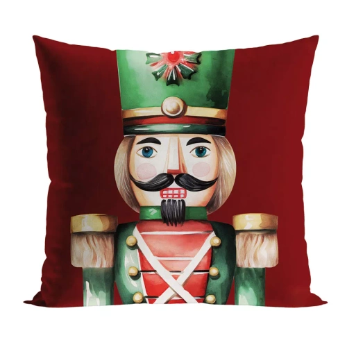 PBN279 Față de pernă de Crăciun Nutcrackers Marquisette roșu