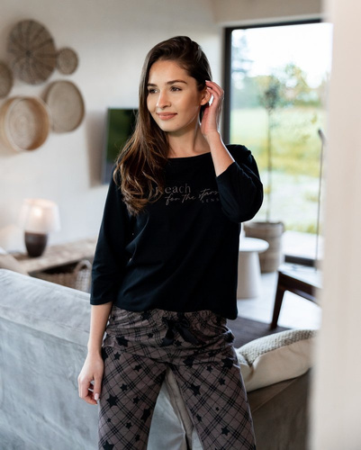 Pijamale Sensis Reach For The Stars pentru femei - Negru-Maro