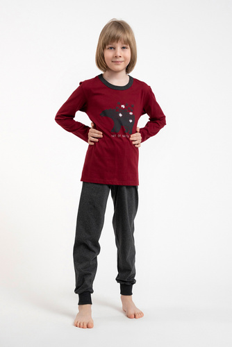 Morten Pijama pentru băieți Italian Fashion burgundy/c.melange