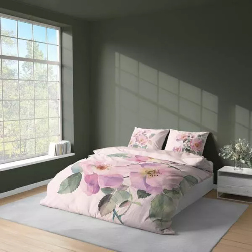 5426 Așternut 3D din microfibră cu trandafiri sălbatici pastel – Detexpol