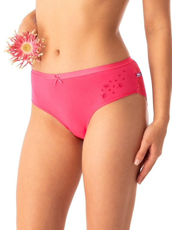 Slip dama din bumbac Key LPC 570 bleumarin zmeura - set 2 piese in cutie, croiala confortabila