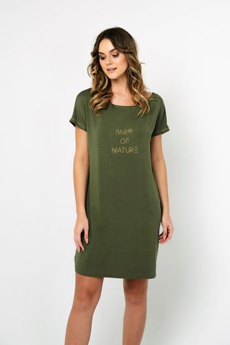 Natura Cămașă de noapte pentru femei, cu mânecă scurtă Italian Fashion - kaki