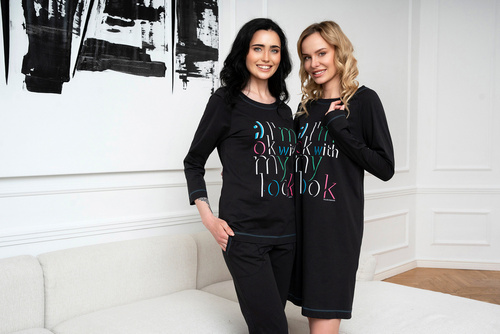 Pijama de damă Olza 3/4 mâneci, 3/4 pantaloni Italian Fashion - negru